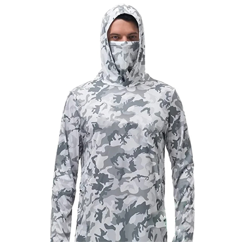 Fishing Shirt Uv Protection - เสื้อฮู้ดตกปลาสำหรับผู้ชาย ลายพราง แขนยาว แห้งเร็ว ป้องกันรังสียูวี