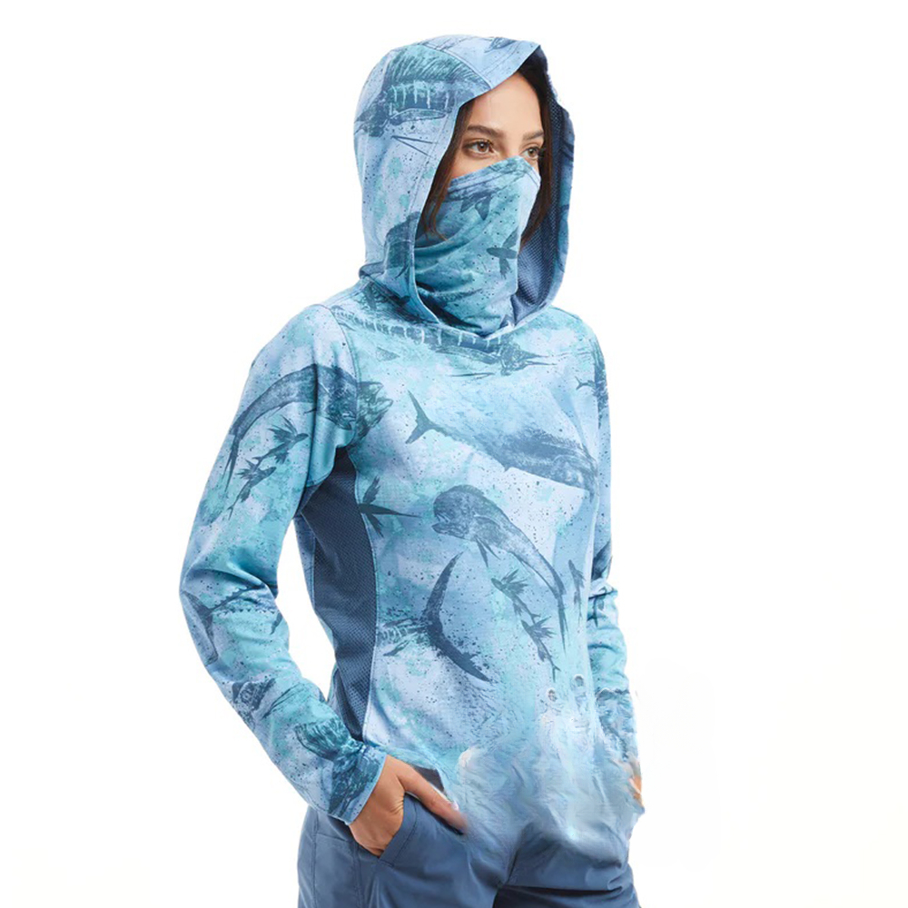Fishing Shirt Uv Protection - เสื้อยืดตกปลาสำหรับผู้หญิง แขนยาว ป้องกันรังสียูวี เสื้อฮู้ดตกปลา พร้อมหน้ากาก ระบายอากาศได้ดี