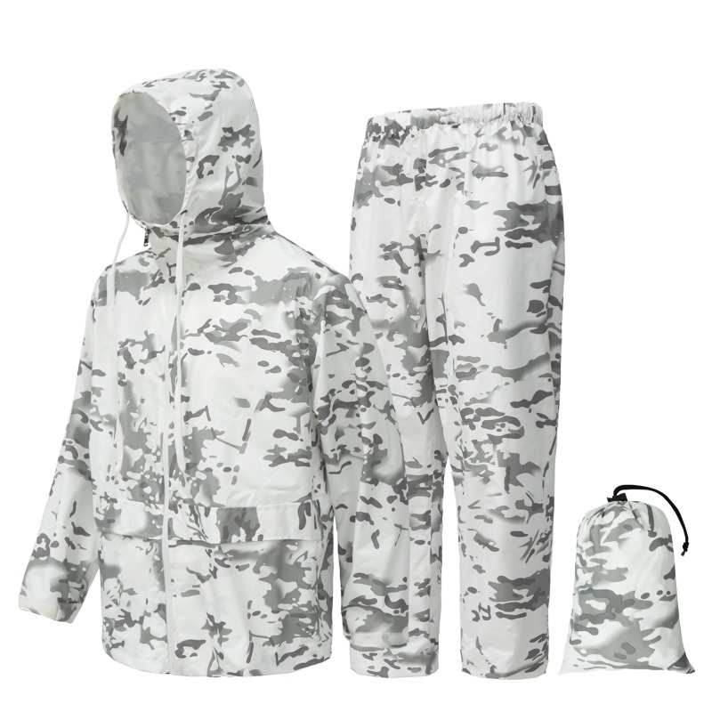Fishing Rain Suit - ชุดกันฝนสำหรับล่าสัตว์กลางแจ้ง ทนทานต่อพายุฝน เหมาะสำหรับตั้งแคมป์ ปั่นจักรยาน ตกปลา พร้อมแถบสะท้อนแสง