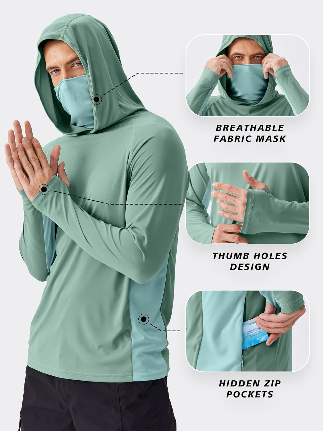 เสื้อฮู้ดกันแดดสำหรับผู้ชาย PI - Fishing Mask Sun Protection บทวิจารณ์และราคา