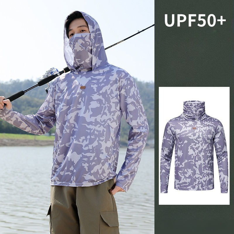 เสื้อตกปลาแบบมีฮู้ดสำหรับผู้ชา - Fishing Mask Sun Protection บทวิจารณ์และราคา